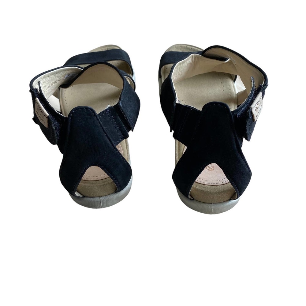 ECCO Black Velvet Suede Comfy Sandals Womens Size 8/8.5 (39) - Picture 3 of 14